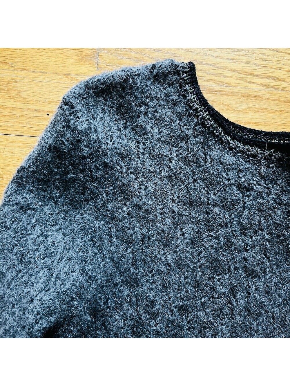 Peruvian Connection Alpaca Pima Cotton Wool Cardigan Womens XS Grey Purple - Picture 11 of 11